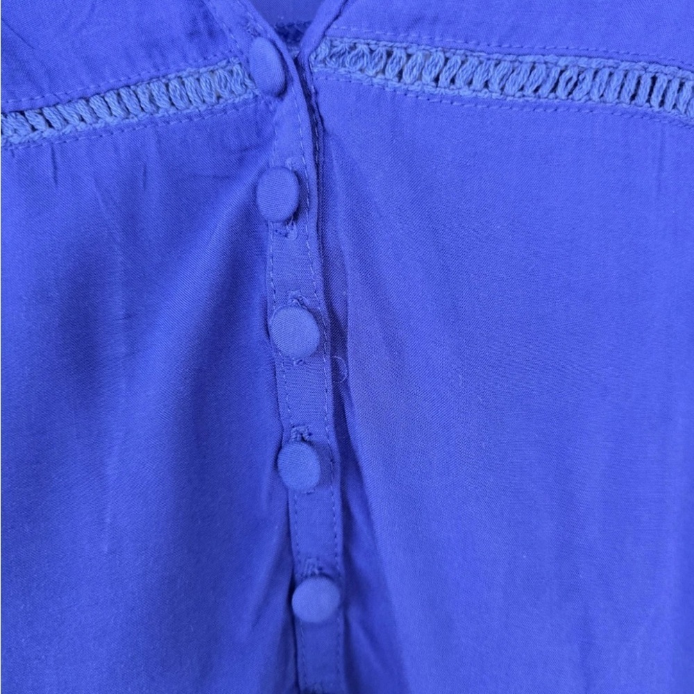 Solitaire Eyelet Tunic Lace Top Sz 1X Plus Blue Women's 3/4 Sleeve Coastal - Picture 5 of 16